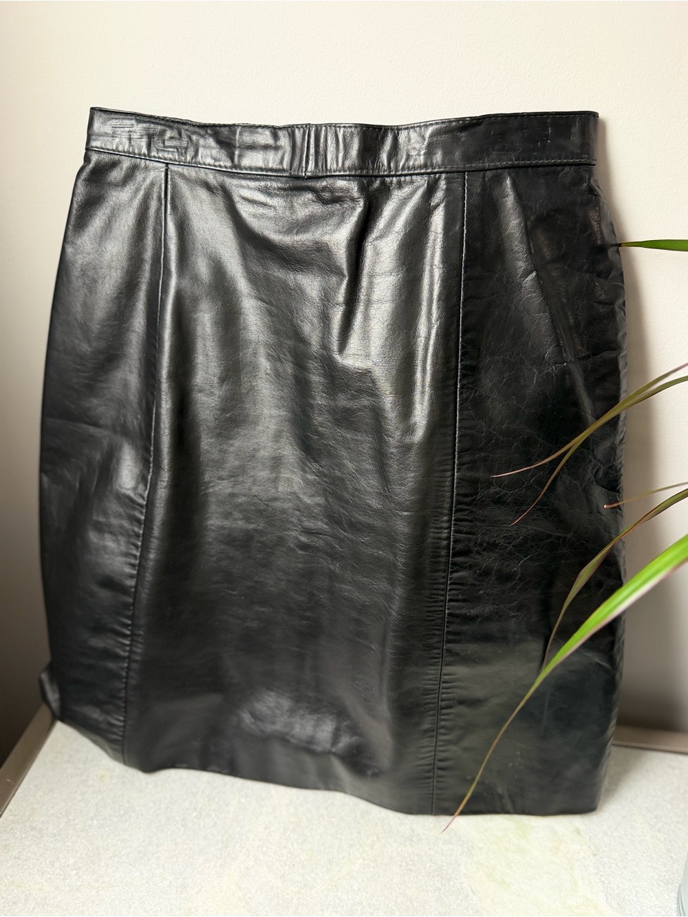 Vintage 70s Black Leather Skirt